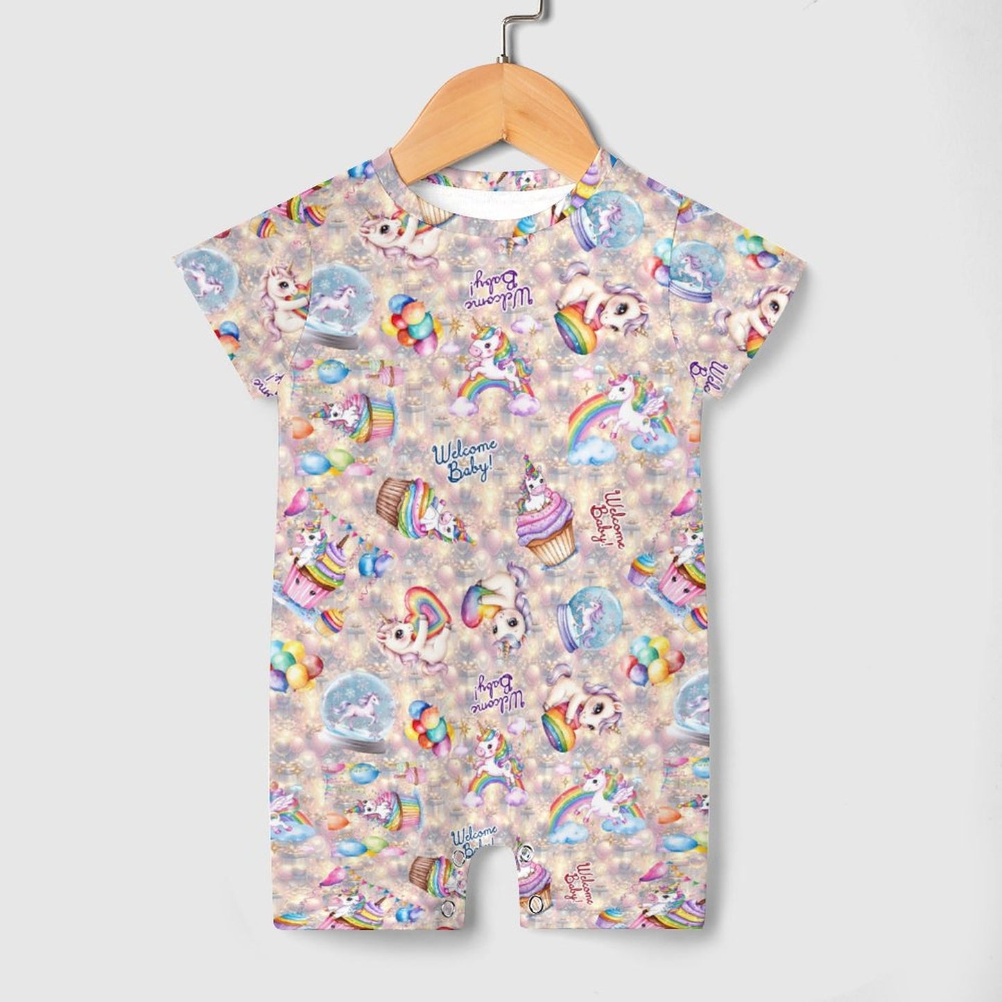 Welcome Baby Designs, Faux Cotton Short Sleeve Baby Bodysuit Romper