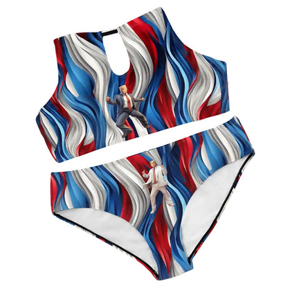 Patriot Donald Trump Dancing, Plus Size High-Waisted Bikini Customized Services