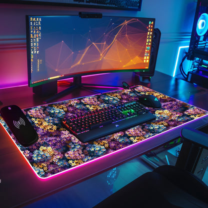 10 Beautiful Flower Designs, Wireless Charging Gaming Mouse Pads / Mat With Lights - 2 Sizes