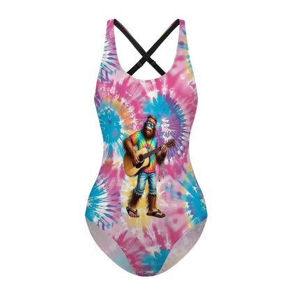 Hippie Bigfoot, Sasquatch Cross-Back One Piece Swimsuit