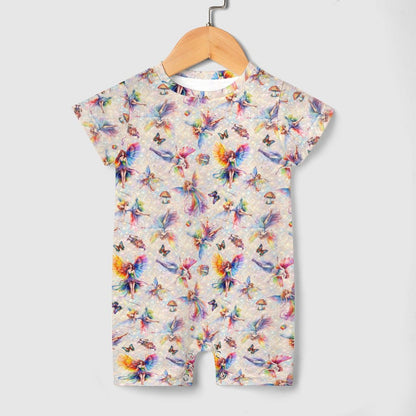 6 Fairy Designs, Faux Cotton Short Sleeve Baby Bodysuit Romper