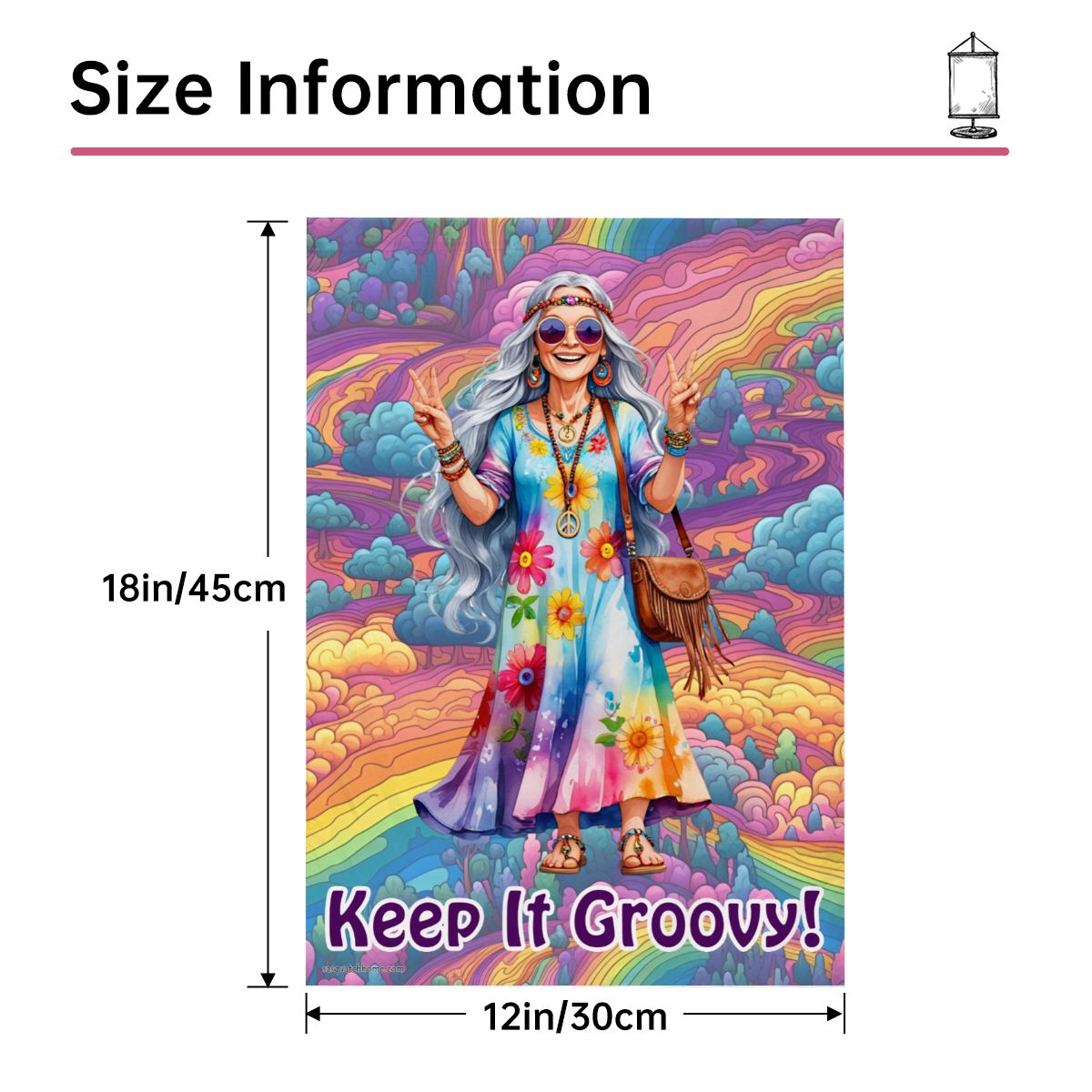 Hippie Couple, "Keep It Groovy", Garden Flag 12"x18" (Made in USA)