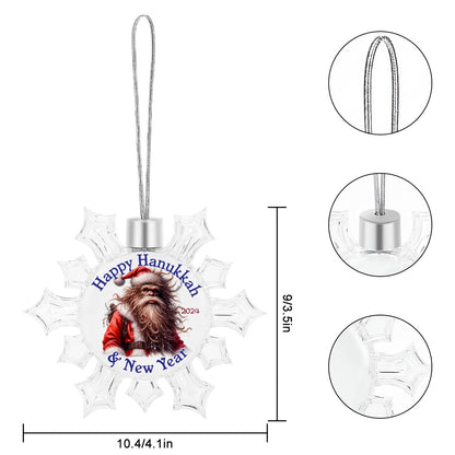 Bigfoot Sasquatch "Happy Hanukkah" Christmas Snowflake Decorations