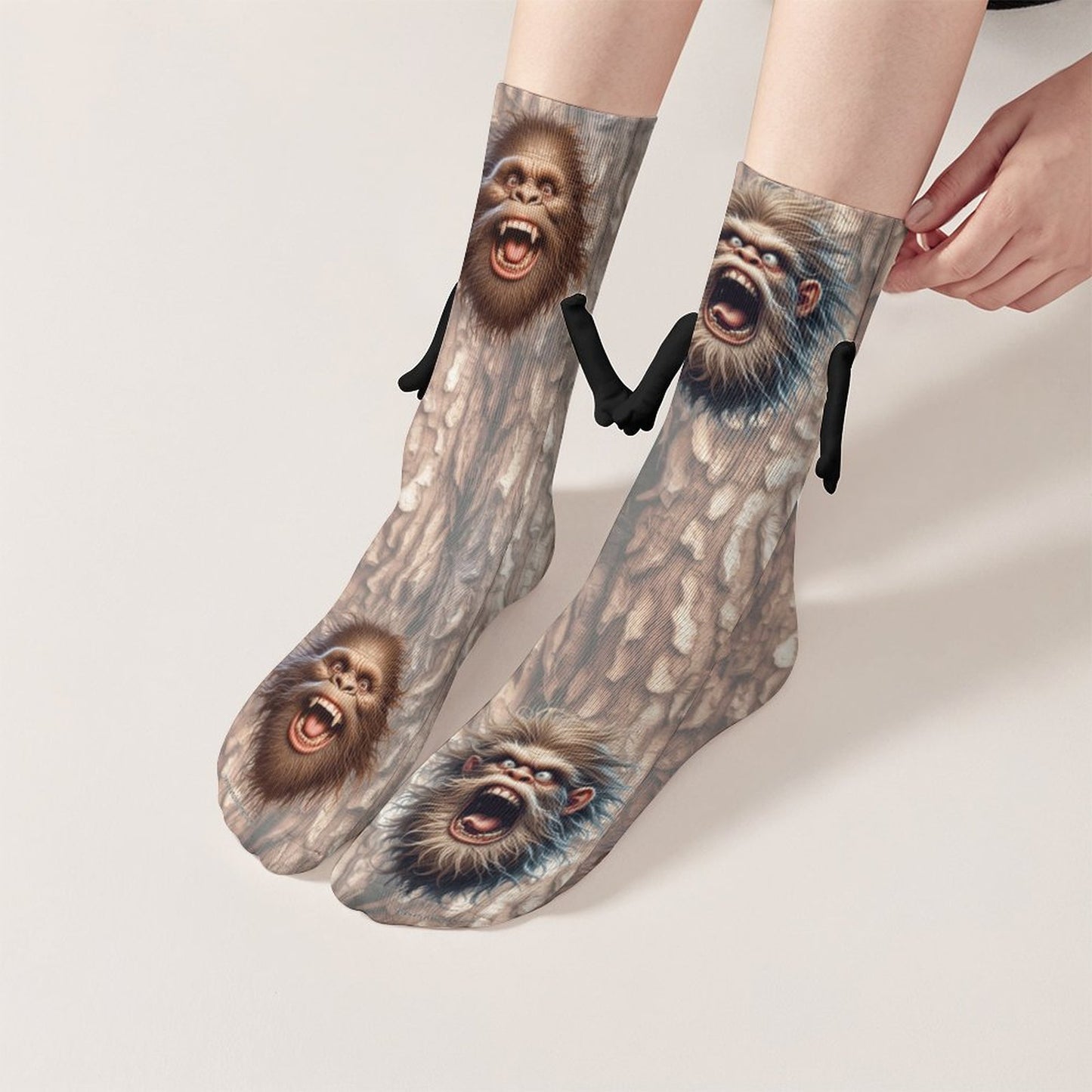 Bigfoot / Sasquatches, Magnetic Holding Hands Funny Socks