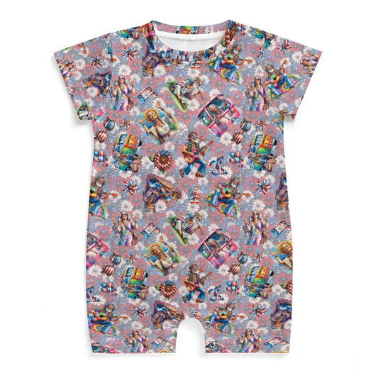 8 Patriot Designs, Faux Cotton Short Sleeve Baby Bodysuit Romper