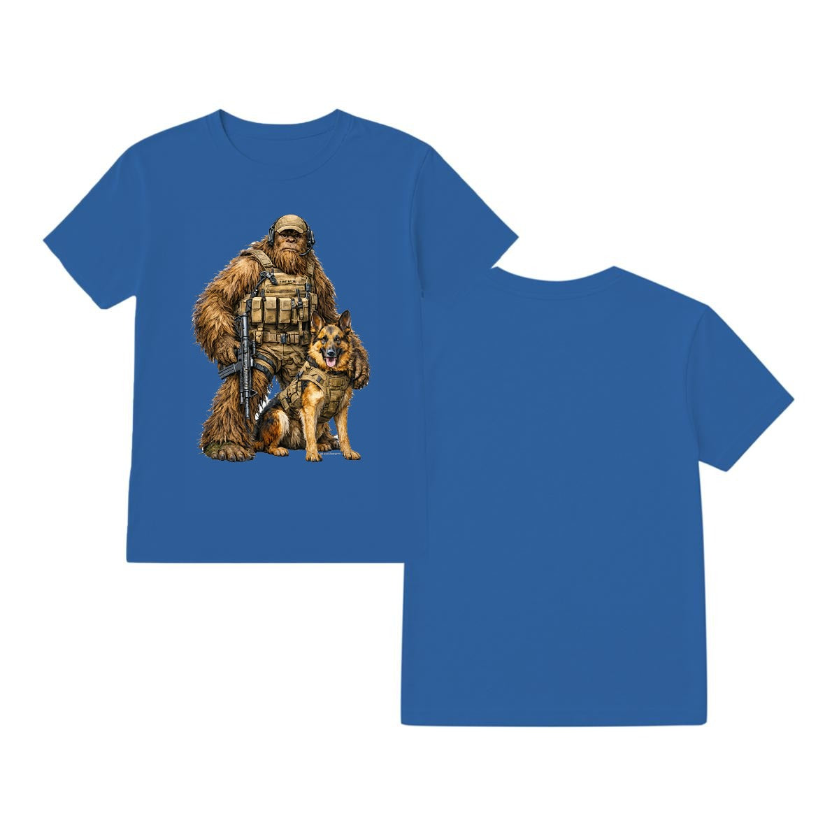 Bigfoot Sasquatch Soldier & Dog, Gildan 5000 T-Shirt