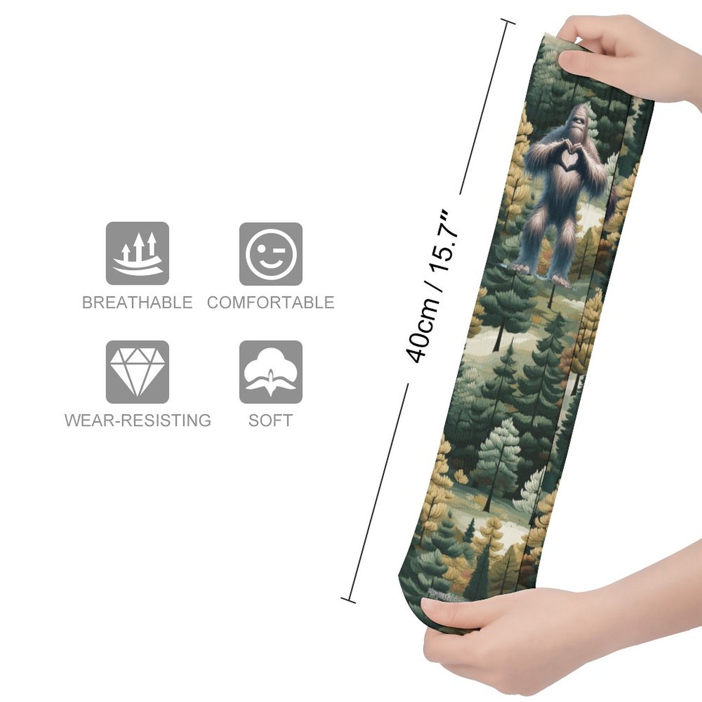 Bigfoot / Sasquatch LOVE, 15.5 Inch Tube Socks