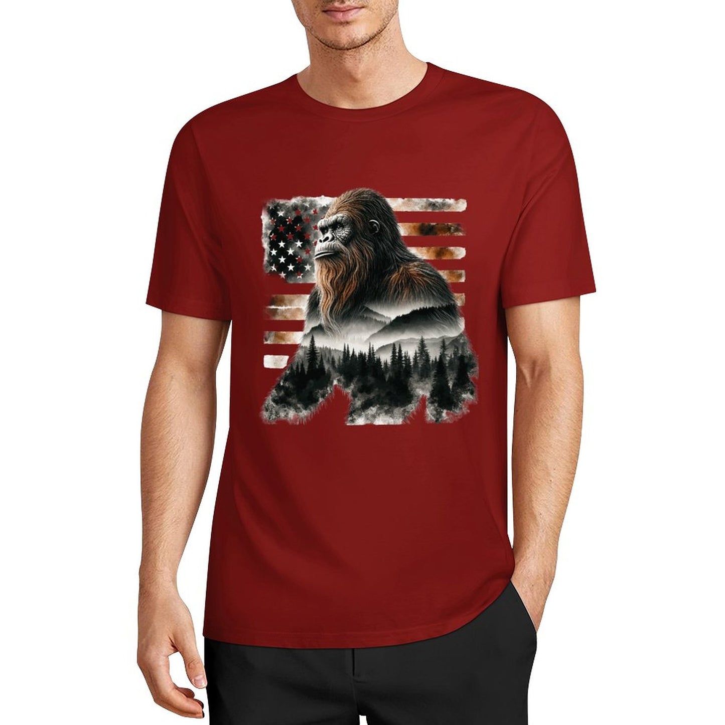 Bigfoot - Sasquatch Scenery Cotton Unisex Long Sleeve T-shirt