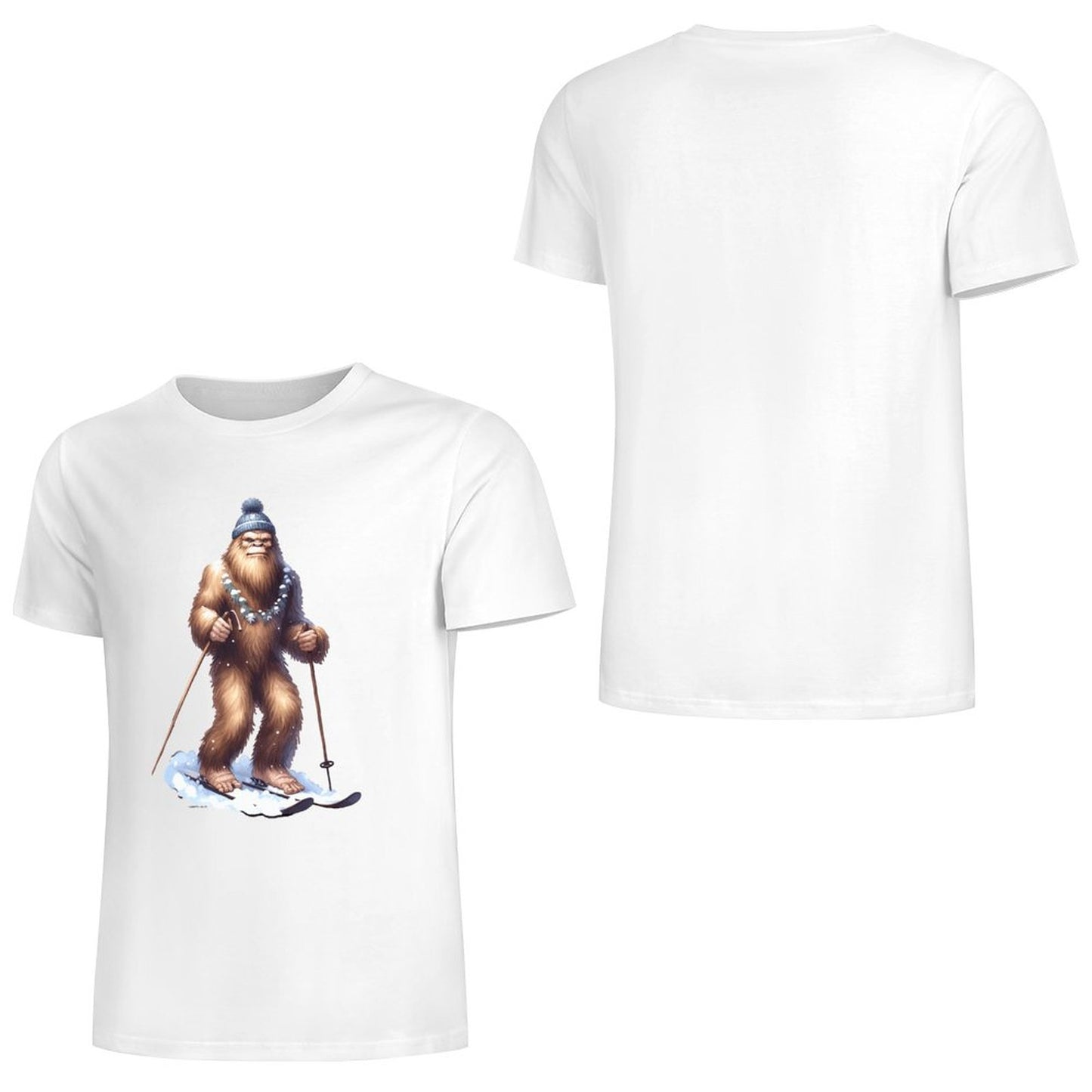 Bigfoot - Sasquatch Snow Skiing Short Sleeve Cotton T-Shirt