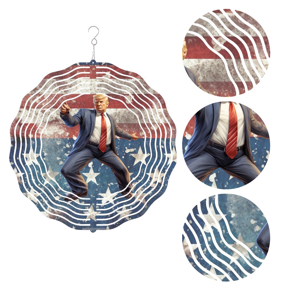 Donald Trump Dance, US Made Hanging Metal 3D Wind Spinner, Ornament