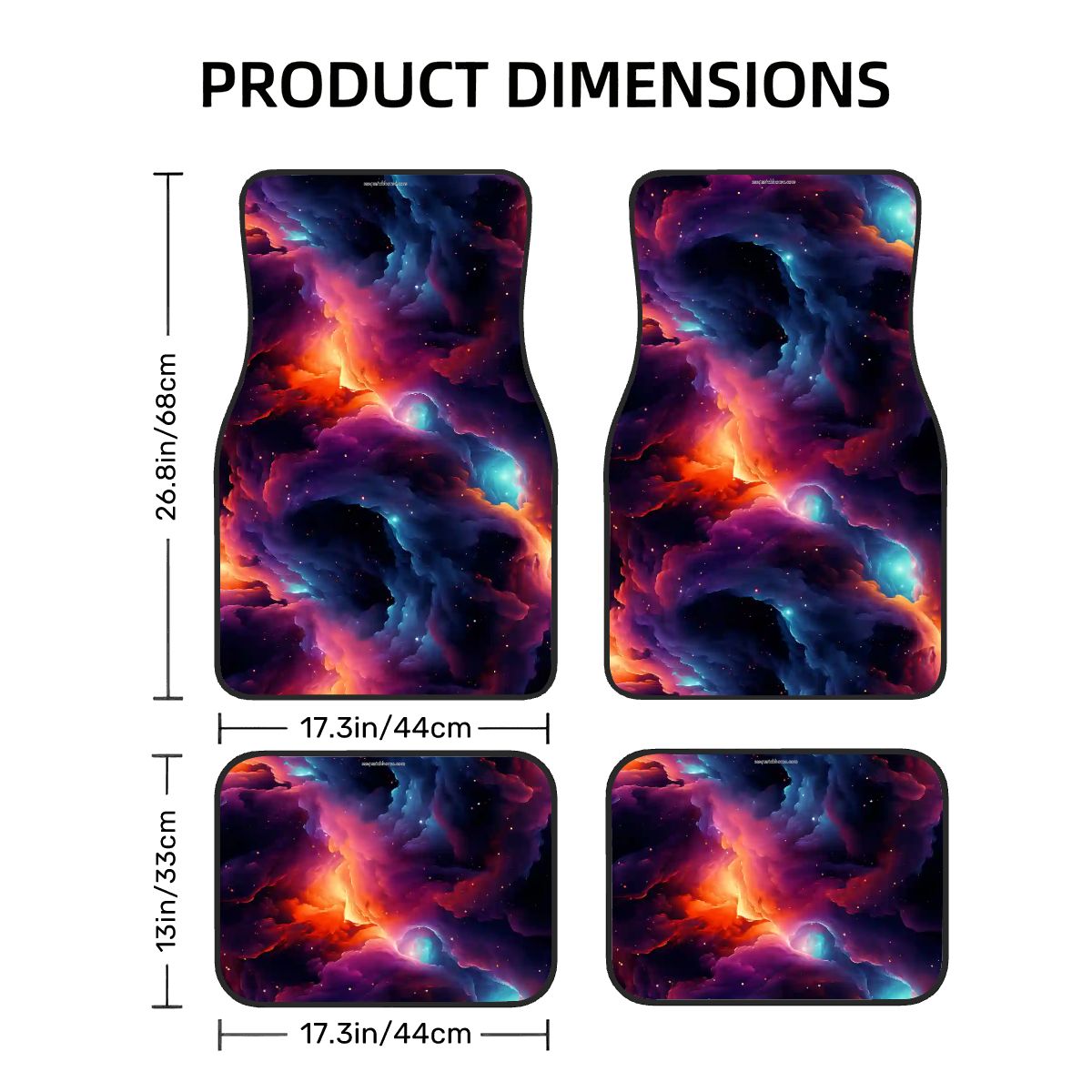 12 Galaxy / Outer Space Designs, 4 Piece Auto Floor Mats