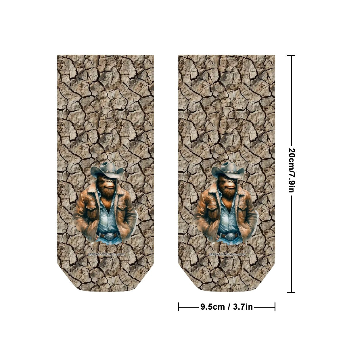 Cowboy Bigfoot / Sasquatch, 8” Poly Ankle Socks
