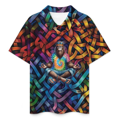 Hippie Yoga Bigfoot / Sasquatch, Kids Button Down Polo Shirt