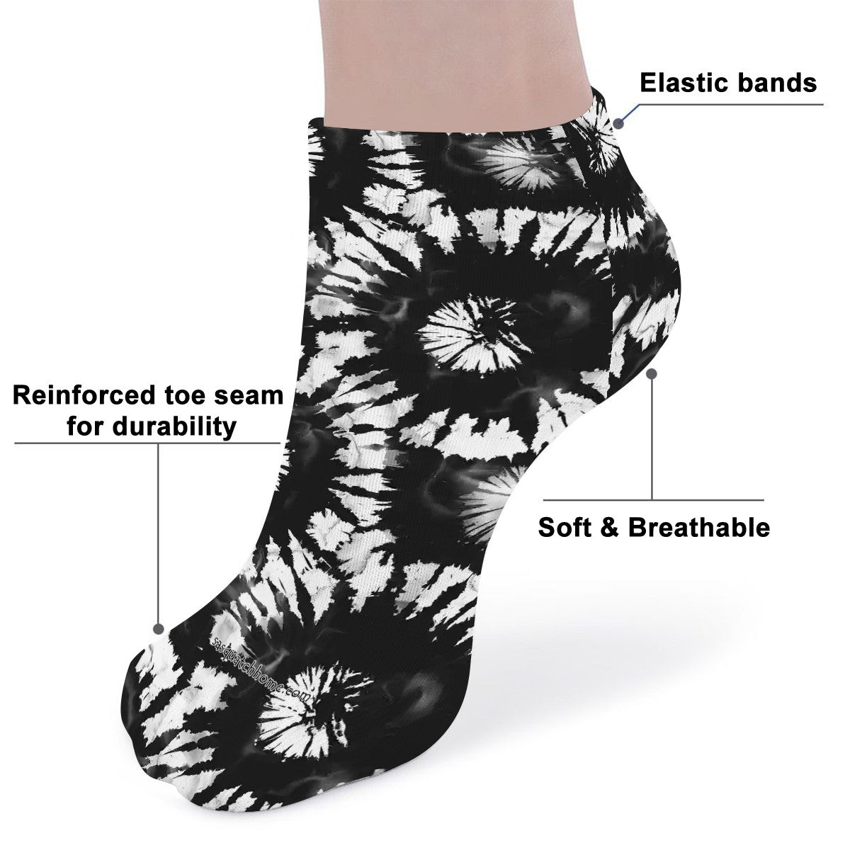 19 Tie Dye Designs, 8” Poly Ankle Socks