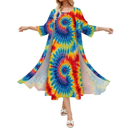 9 More Tie Dye Designs, Women’s Long Dress with Cardigan