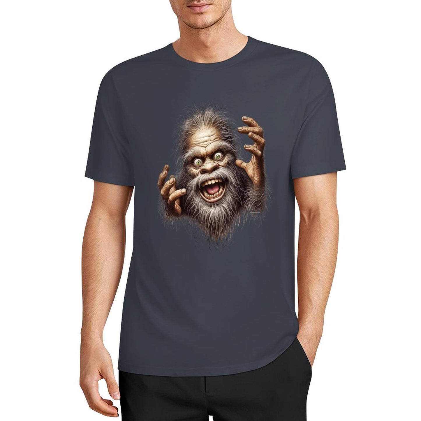 Bigfoot - Sasquatch Crazy Hands Short Sleeve Cotton T-Shirt