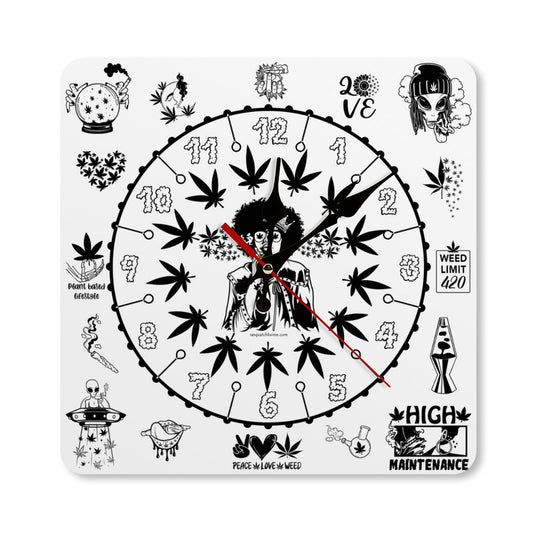 Marijuana Themed, Square Wall Clock
