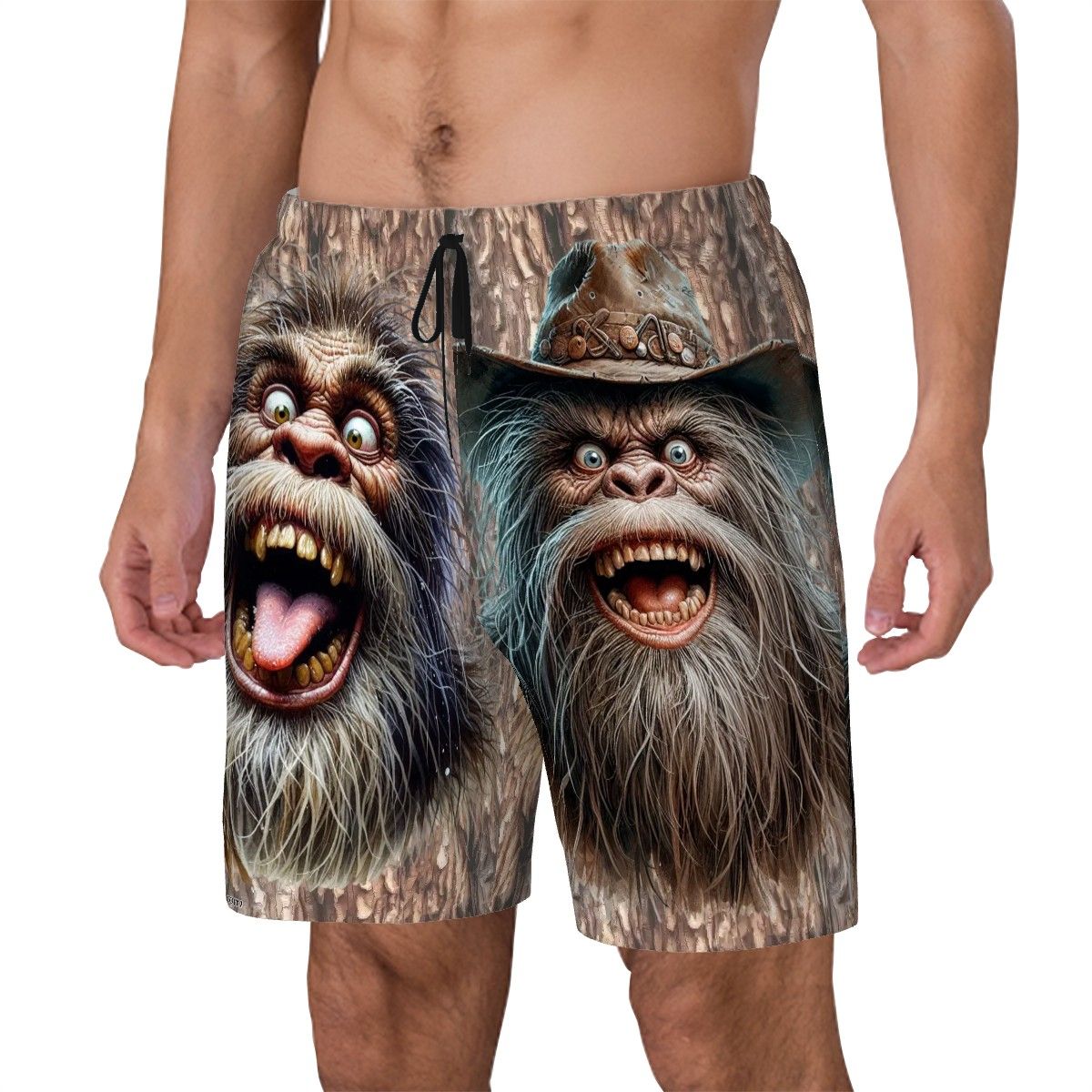 Sassy Sasquatch, Bigfoot, Men Beach Shorts / Swim trunks with 4 Pockets