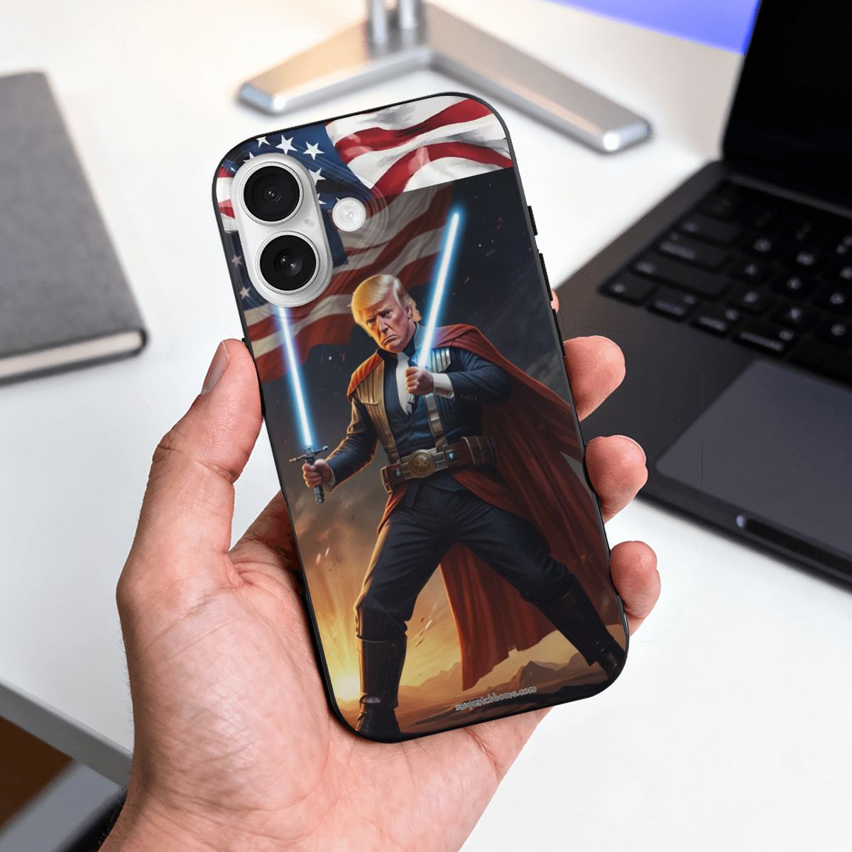 Donald Trump Light Saber, iPhone 17 TPU Black Phone Case