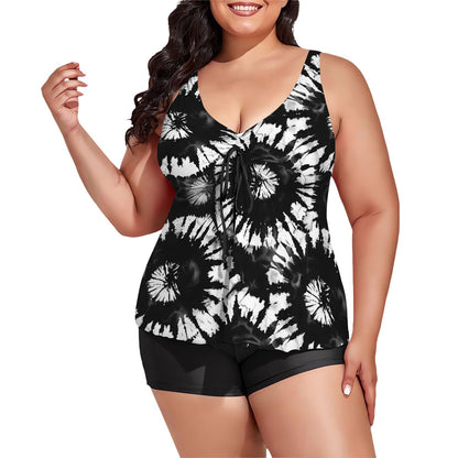 10 Tie Dye Designs, Plus Sized Women’s Two Piece Tankini Swimsuit