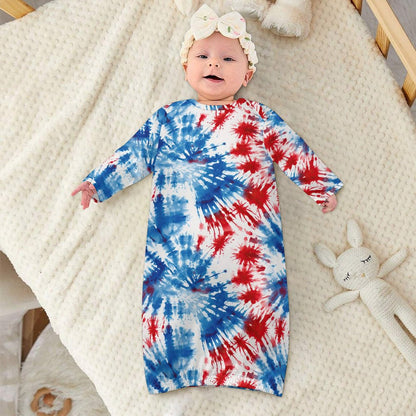 16 Tie Dye Designs, Baby Long Sleeve Faux Cotton Sleeper Gown