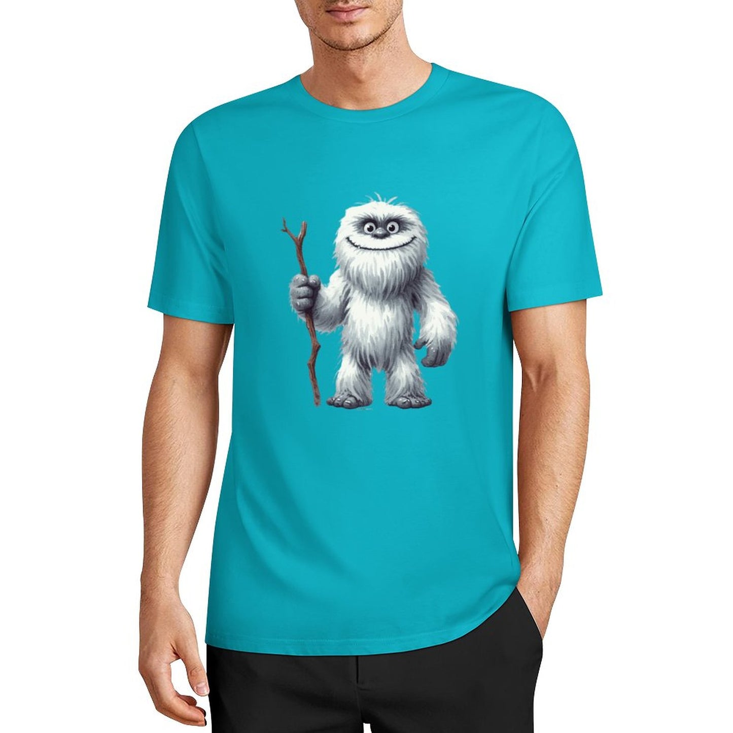 Bigfoot - Sasquatch Yeti Stick Short Sleeve Cotton T-Shirt