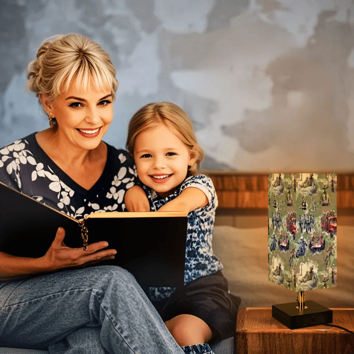 Zombie, Square Table Lamp with USB Ports, Charger