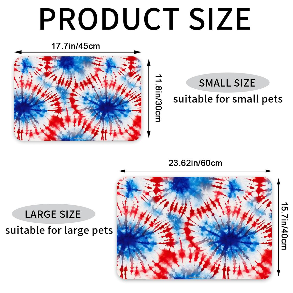 19 Tie Dye Designs, Waterproof Pet Food Mat