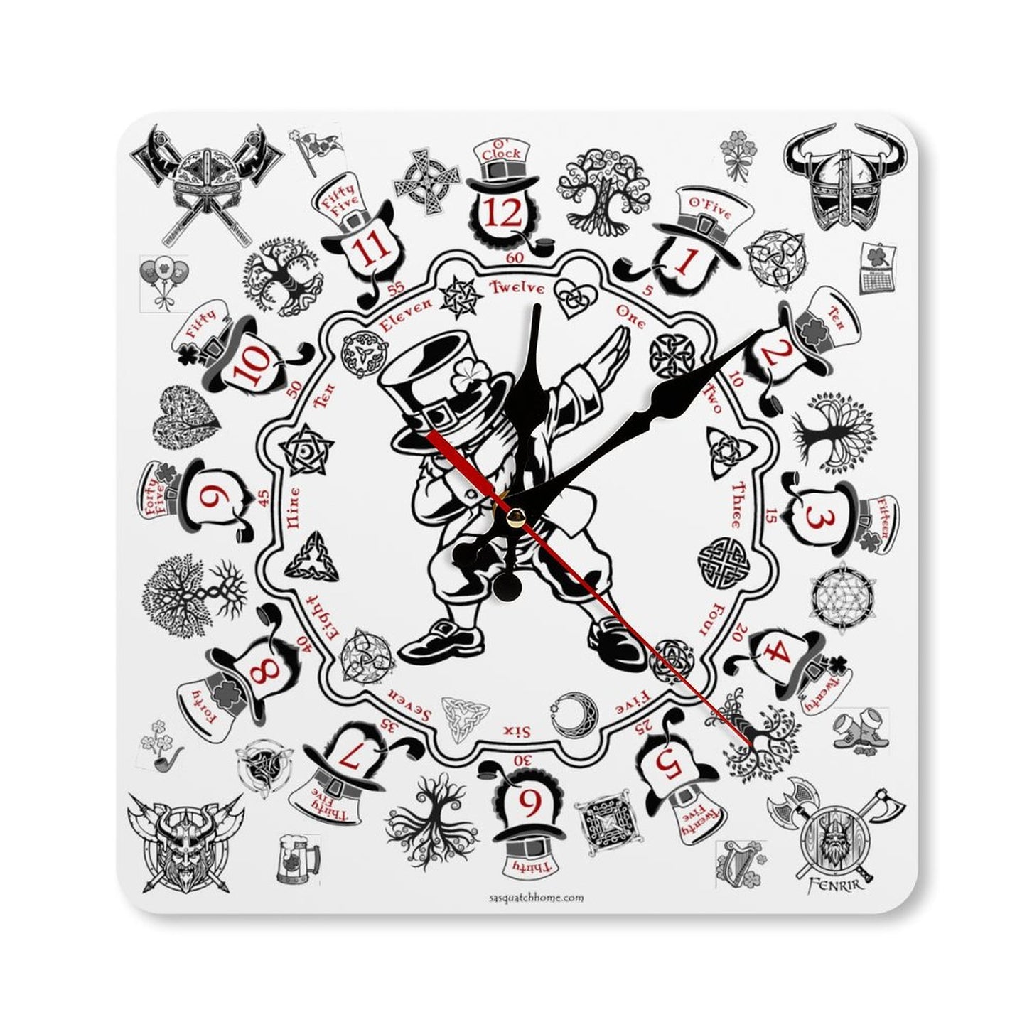 Leprechaun Dab, Square Wall Clock