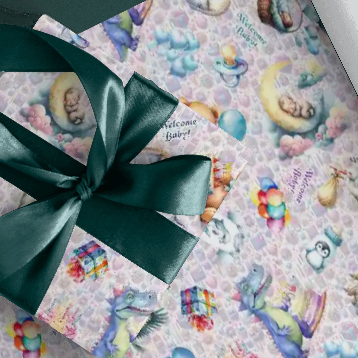 "Welcome Baby", Baby Shower Gift Wrap, 3 Pack Gift Wrapping Paper Sheets