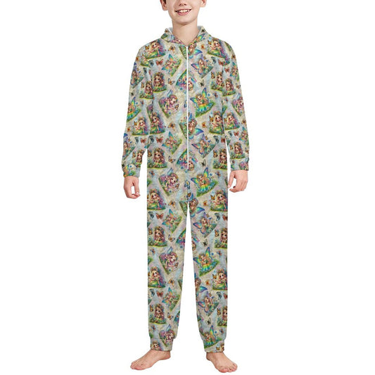 6 Fairy Designs, Youth Flannel Footless Zip up Pajama Jumpsuit