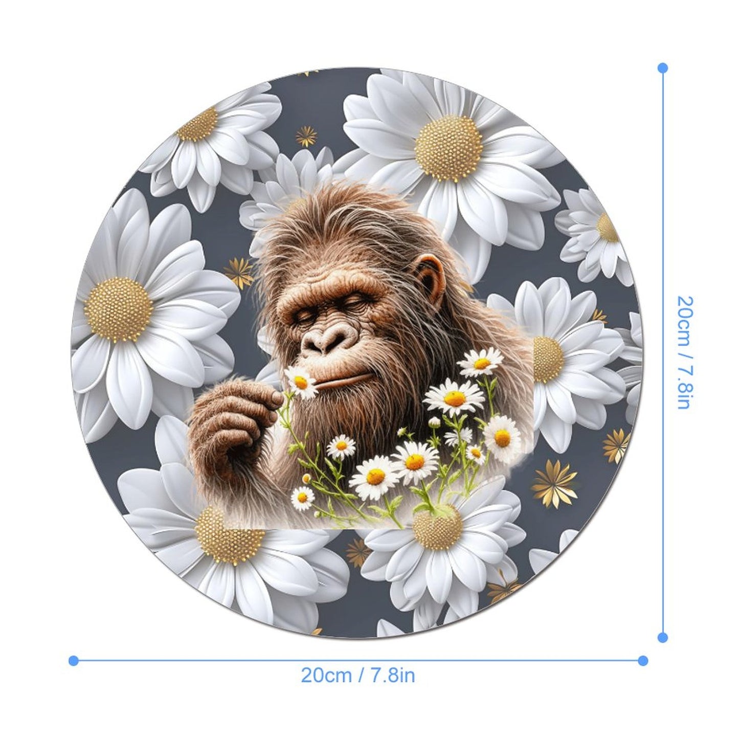 Sasquatch "Smell the Flowers" Round Mouse Pad