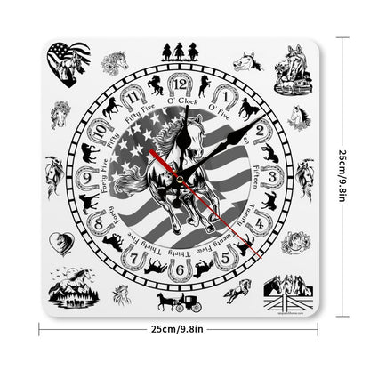 Horse Design Square Wall Clock