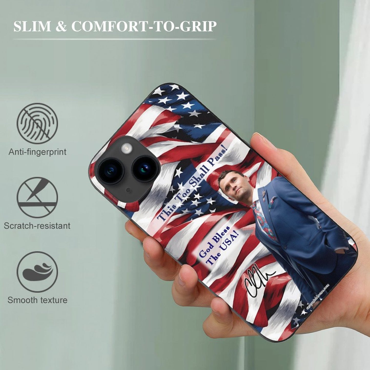Charlie Kirk Memorial, TPU Apple iPhone 15 Case