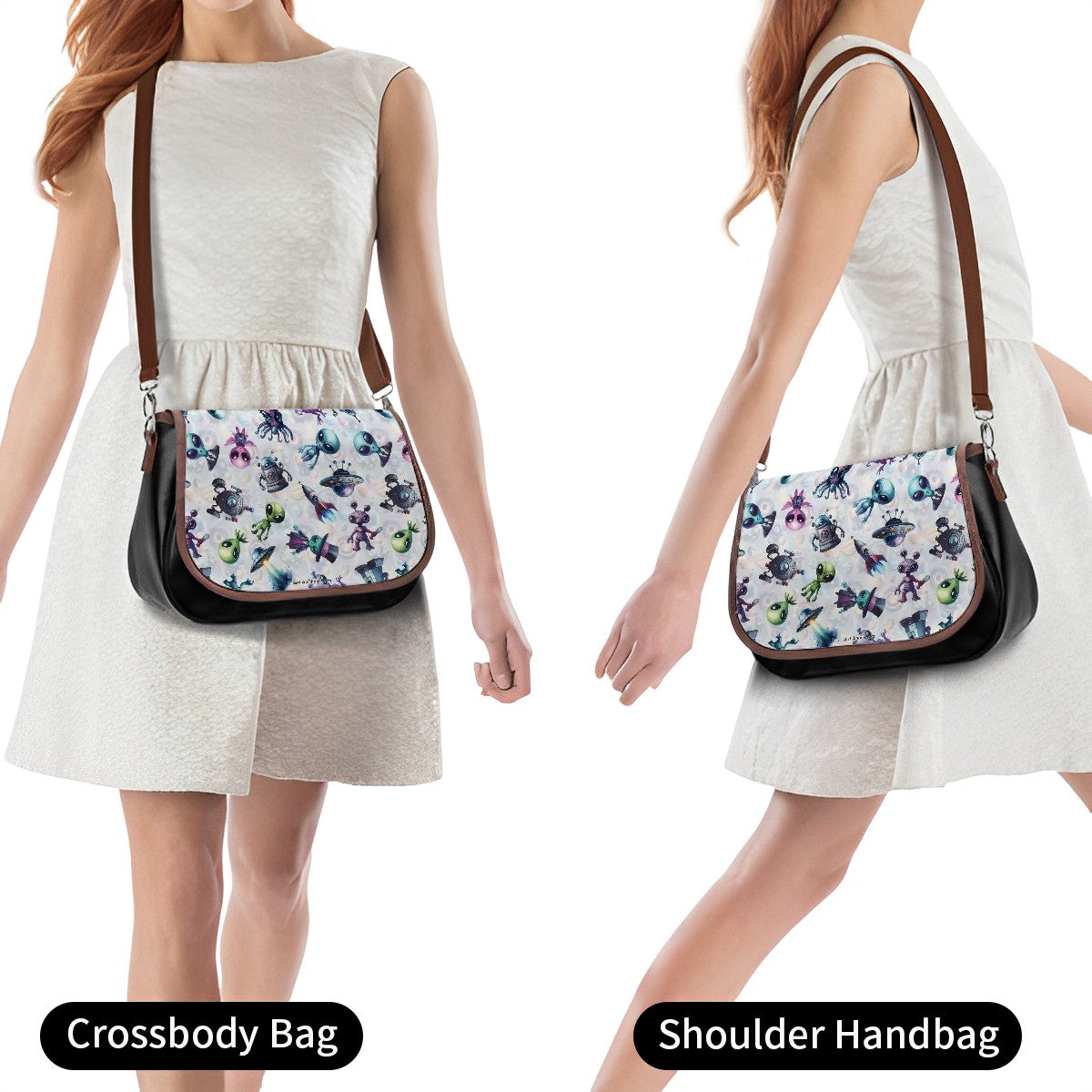 6 Alien Designs, Leather Shoulder Bag / Purse