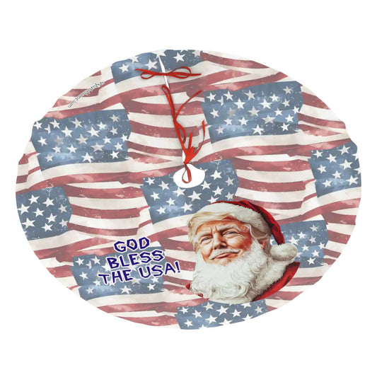 Donald Trump "God Bless USA" Plush Christmas Tree Skirt – 3 Sizes