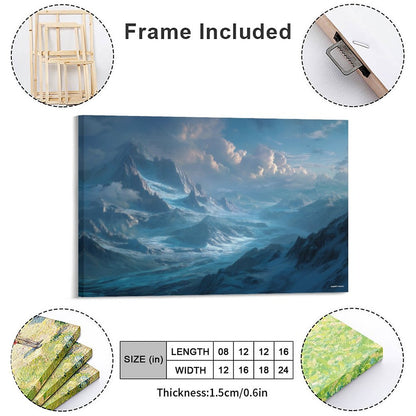 Cloudy Blue Mountains, Vintage Framed Canvas Art - 2 Sizes – Made in the USA