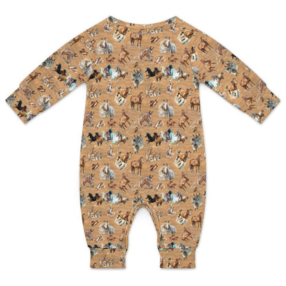 10 Animal Designs, Long Sleeve Baby / Toddler Romper, Faux Cotton