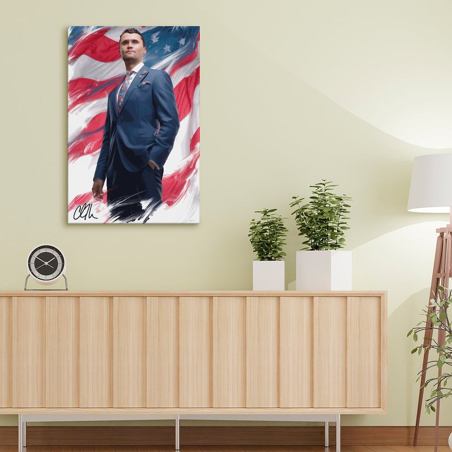 Charlie Kirk Framed Canvas Wooden Frame Wall Art Print