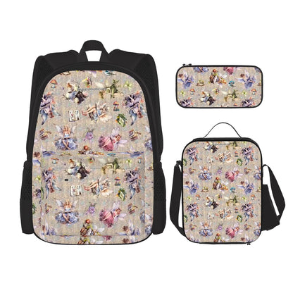 6 Fairy Designs, 3 Piece Bag Set – Oxford Backpack, Lunch Bag, Pencil Pouch