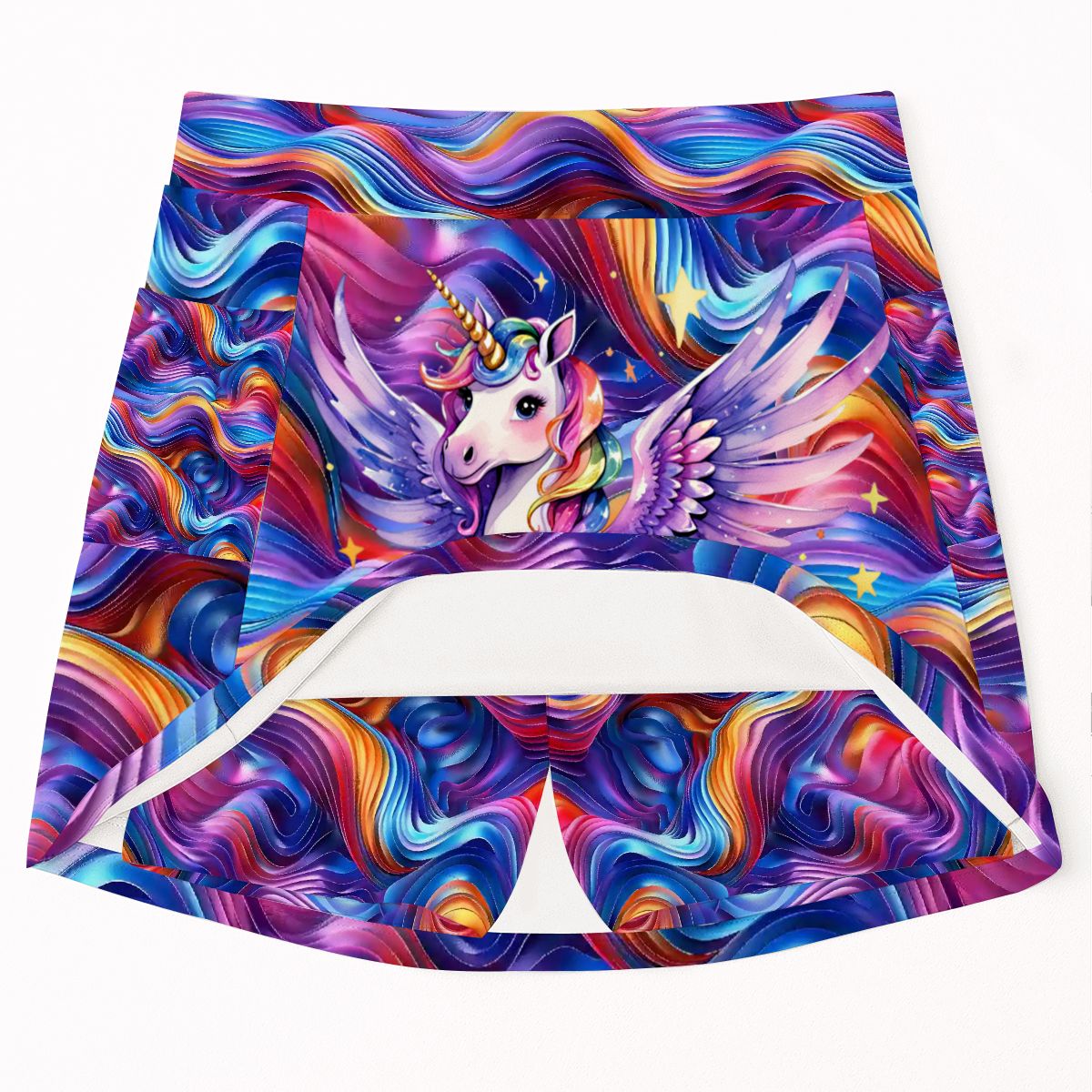 Unicorn & Rainbows, Women’s Milk Silk Sports Skorts with Pockets