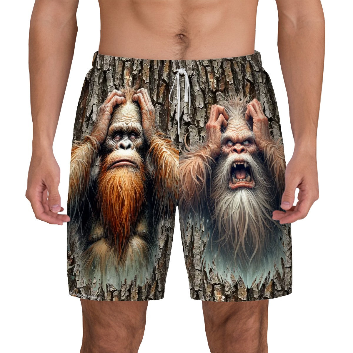 Crazy Bigfoot, Sasquatch, Men Beach Shorts / Swim trunks with 4 Pockets