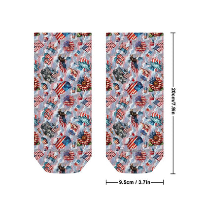 8 Patriotic Designs, 8” Poly Ankle Socks