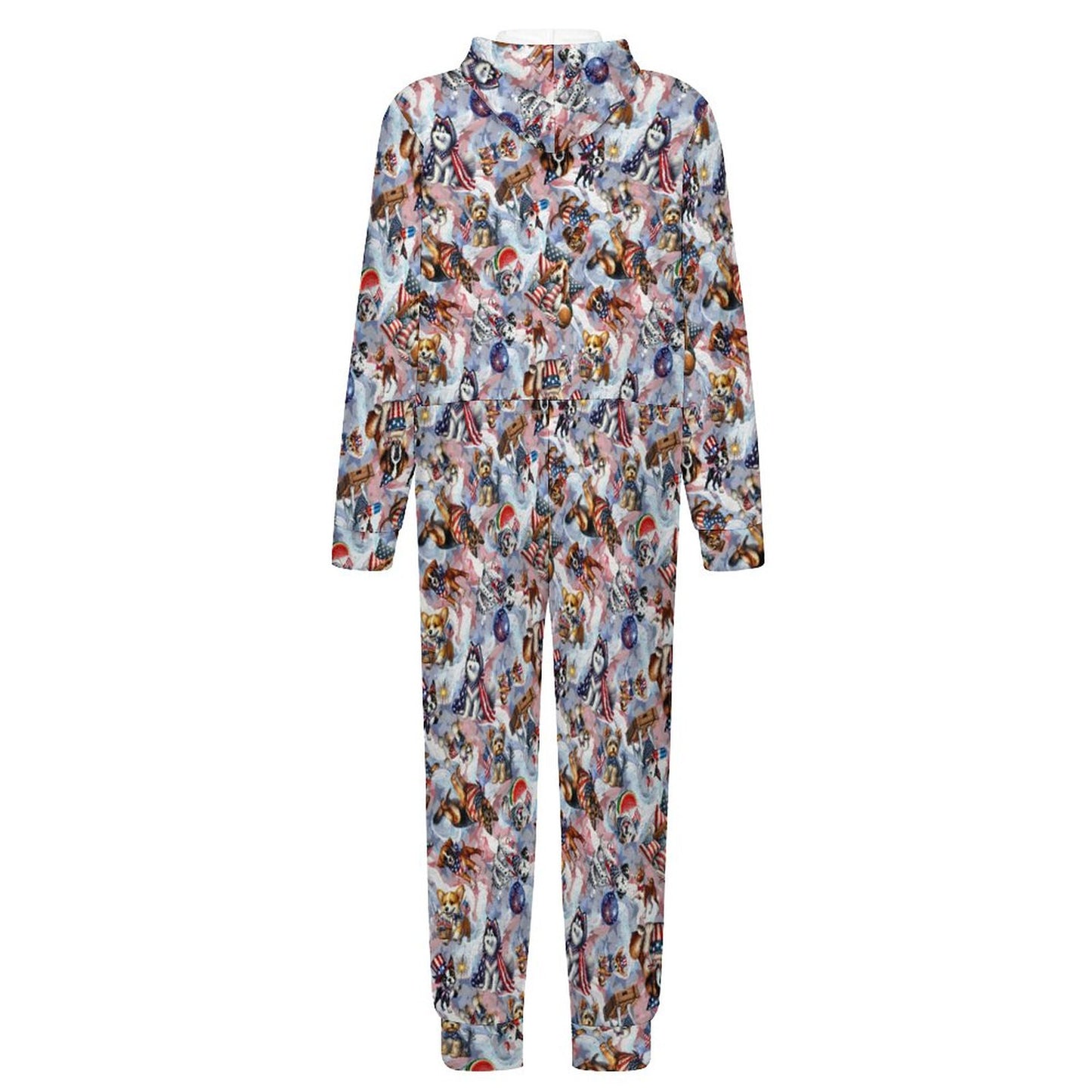 8 Patriot Designs, Youth Flannel Footless Zip up Pajama Jumpsuit