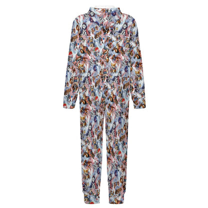 8 Patriot Designs, Youth Flannel Footless Zip up Pajama Jumpsuit