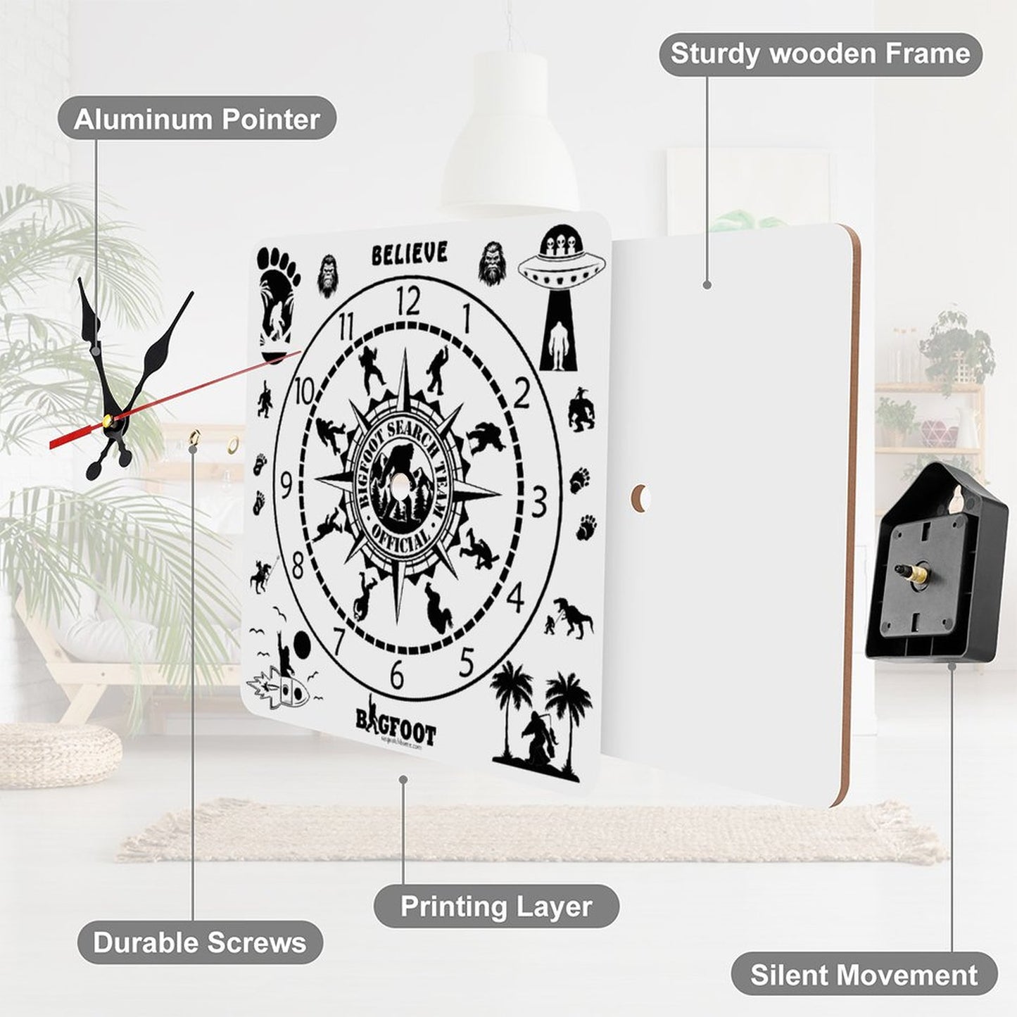 Bigfoot Sasquatch Square Wall Clock