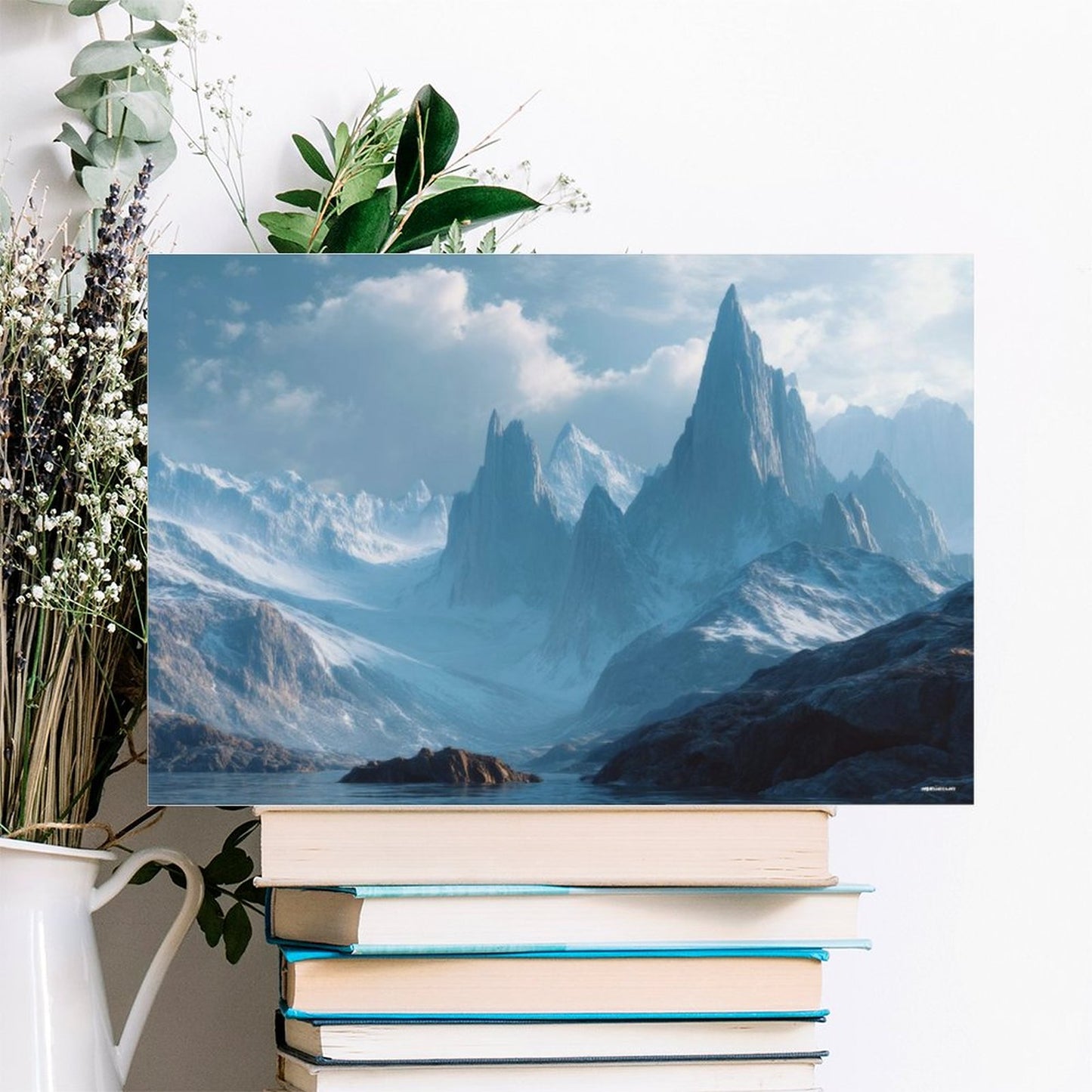 Grey Mountain View, Vintage Framed Canvas Art - 2 Sizes – Made in the USA