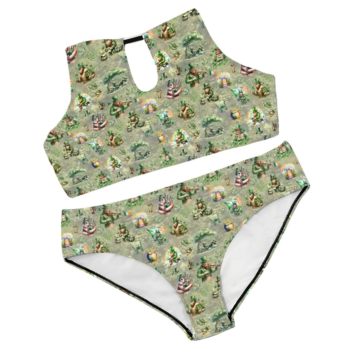 St Patrick, Irish Bigfoot / Sasquatch, Plus Size High-Waisted Bikini Customized Services