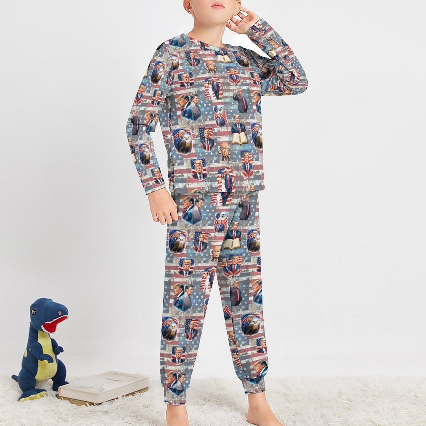 10 Trump Designs, Youth Flannel Footless Zip up Pajama Jumpsuit