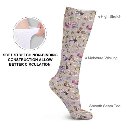 6 Fairy Designs, 15.5 Inch Tube Socks